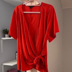 Lane Bryant Vibrant Red Wrap Blouse